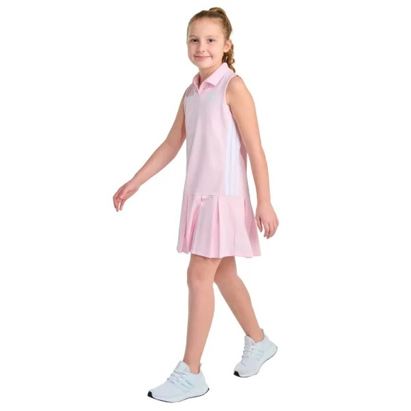 ADIDAS Youth Pink Sleeveless Pleated Dress w/ Short - Picture 1 of 8